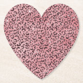 Roze leopard Print Sparkle Glitter Kartonnen Onderzetters (Voorkant)