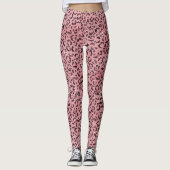 Roze leopard Print Sparkle Glitter Leggings (Voorkant)
