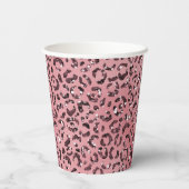Roze leopard Print Sparkle Glitter Papieren Bekers (Achterkant)
