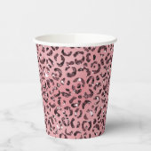 Roze leopard Print Sparkle Glitter Papieren Bekers (Links)