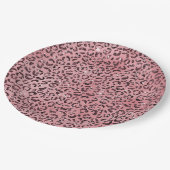 Roze leopard Print Sparkle Glitter Papieren Bordje (Gekanteld)