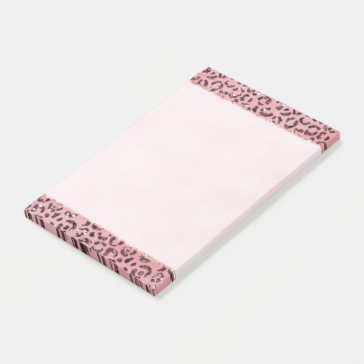 Roze leopard Print Sparkle Glitter Post-it® Notes (Schuin)