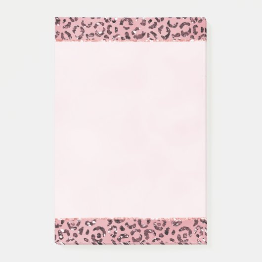Roze leopard Print Sparkle Glitter Post-it® Notes (Voorkant)