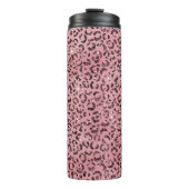 Roze leopard Print Sparkle Glitter Thermosbeker (Voorkant)