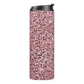 Roze leopard Print Sparkle Glitter Thermosbeker (Gedraaid links)