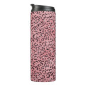 Roze leopard Print Sparkle Glitter Thermosbeker (Geroteerd rechts)