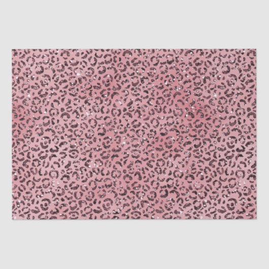 Roze leopard Print Sparkle Glitter Tissuepapier (Voorkant)