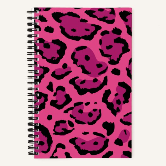 Roze Leopard Print Spiraal Notitieboek (Voorkant)