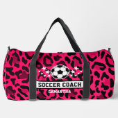 Roze Leopard Print Voetbal coach naam Plunjezak (Voorkant)