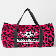 Roze Leopard Print Voetbal coach naam