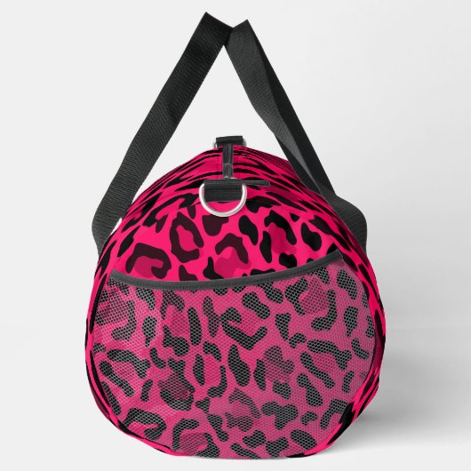 Roze Leopard Print Voetbal coach naam Plunjezak (Rechts)