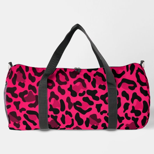 Roze Leopard Print Voetbal coach naam Plunjezak (Achterkant)