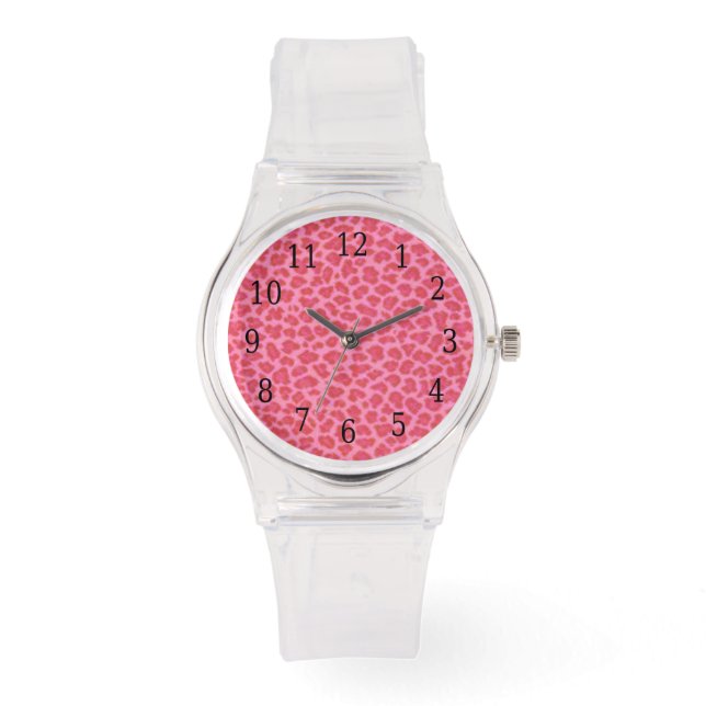 Roze leopard Print Watch Horloge (Voorkant)