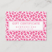 Roze Leopard Print Zakelijk Cadeaubon Visitekaartje (Voorkant)