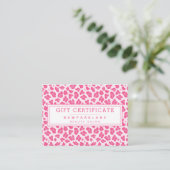 Roze Leopard Print Zakelijk Cadeaubon Visitekaartje (Staand voorkant)