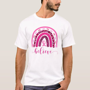 Roze Leopard Rainbow Borst Cancer Awareness Maand T-shirt