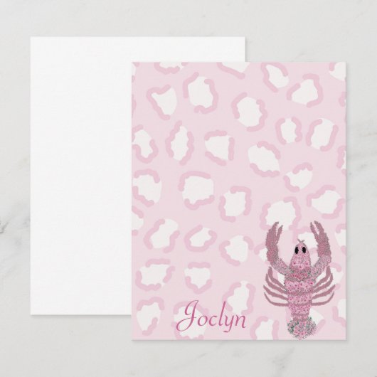 Roze leopard Rozen Notitiekaartje (Voorkant / Achterkant)