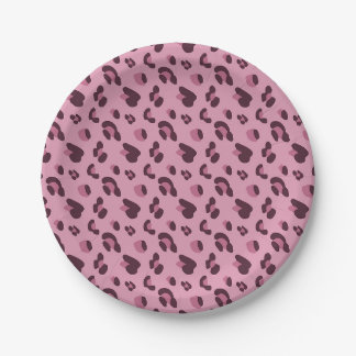 Roze leopard Skin Patroon Papieren Bordje