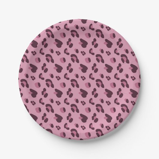 Roze leopard Skin Patroon Papieren Bordje (Voorkant)