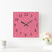Roze leopard Skin Square Clock Vierkante Klok (Huis)