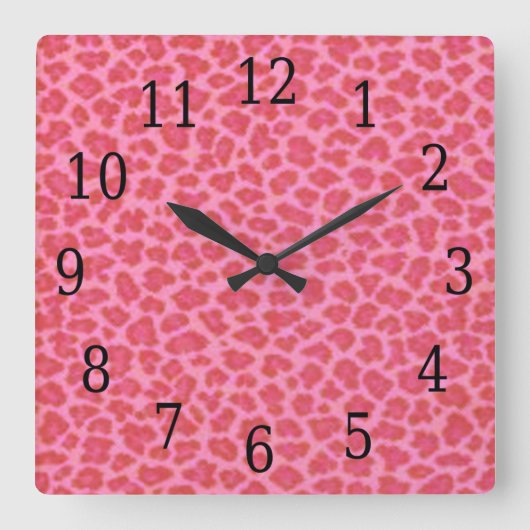 Roze leopard Skin Square Clock Vierkante Klok (Voorkant)