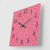 Roze leopard Skin Square Clock Vierkante Klok (Hoek)