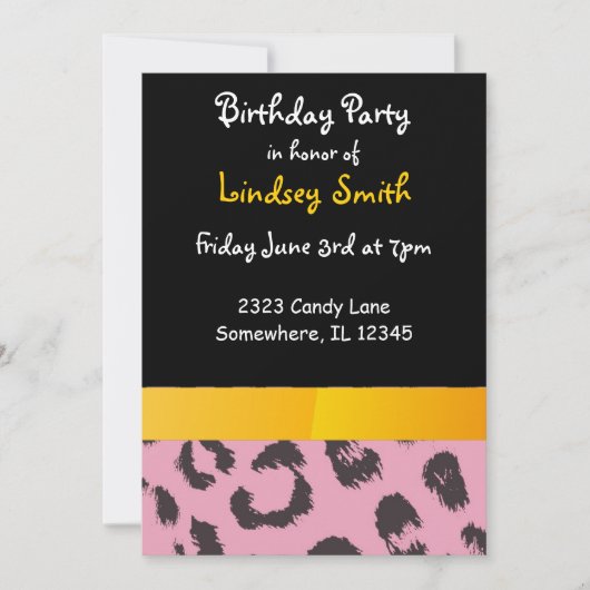 Roze leopard Spots Birthday Uitnodiging (Voorkant)