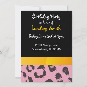 Roze leopard Spots Birthday Uitnodiging
