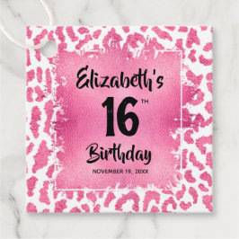 Roze Leopard Sweet 16e verjaardag gepersonaliseerd Bedankjes Labels
