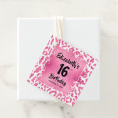 Roze Leopard Sweet 16e verjaardag gepersonaliseerd Bedankjes Labels (In situ)