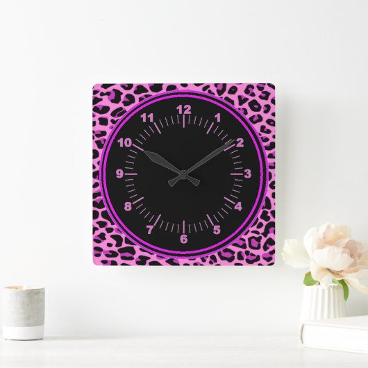Roze leopard Wall klok (Huis)