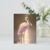 Roze Lepelaar Briefkaart (Staand voorkant)