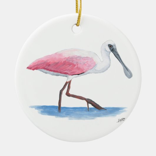 Roze Lepelaar Kerst Ornament (Voorkant)