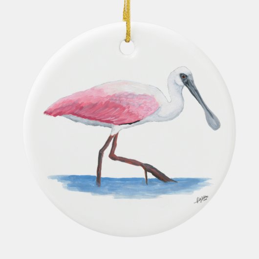Roze Lepelaar Kerst Ornament (Achterkant)