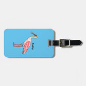 Roze lepelaar vogel cartoon illustratie  bagagelabel (Voorkant horizontaal)