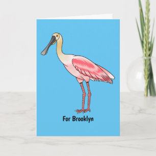 Roze lepelaar vogel cartoon illustratie  kaart