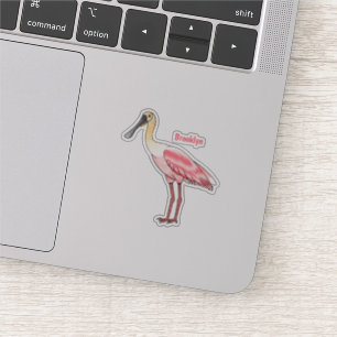 Roze lepelbek vogel cartoon illustratie  sticker