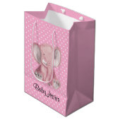 Roze lephant Polka Dot Design Gift Bag Medium Cadeauzakje (Voorkant Gekanteld)