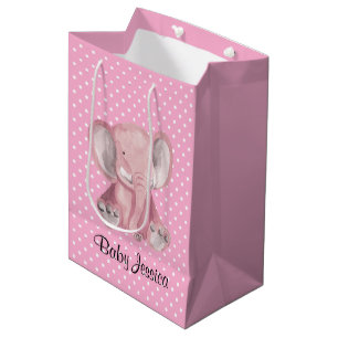 Roze lephant Polka Dot Design Gift Bag Medium Cadeauzakje