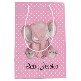 Roze lephant Polka Dot Design Gift Bag Medium Cadeauzakje