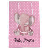 Roze lephant Polka Dot Design Gift Bag Medium Cadeauzakje (Achterkant)