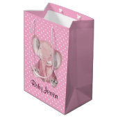 Roze lephant Polka Dot Design Gift Bag Medium Cadeauzakje (Achterkant Gekanteld)