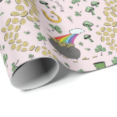 Roze Leprechaun Hoed Shamrocks Cadeaupapier (Rol Hoek)