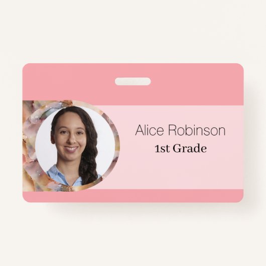 Roze leraar moderne stijlvolle medewerker ID Badge (Voorkant)
