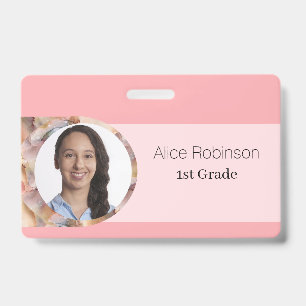 Roze leraar moderne stijlvolle werknemers-ID Badge