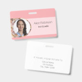 Roze leraar moderne stijlvolle werknemers-ID Badge (Voor- en achterkant)