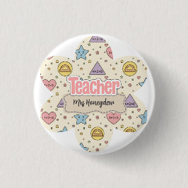 Roze Leraar Wiskunde Vormen Patroon Ronde Button 3,2 Cm