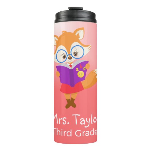 Roze Leraarsgeschenk met Fox Thermosbeker (Voorkant)