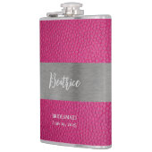 Roze leren en metalen print monogram flacon (Links)