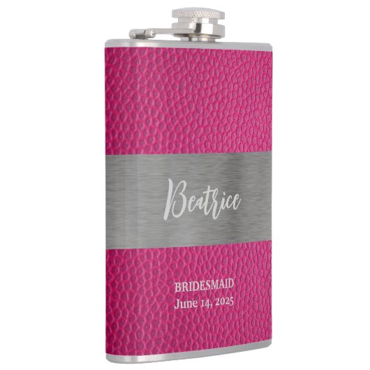 Roze leren en metalen print monogram flacon (Rechts)